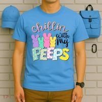 Cute Easter Chillin With My Peeps Candy Bunnies T-Shirt thumb 5