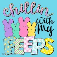 Cute Easter Chillin With My Peeps Candy Bunnies Button thumb 1
