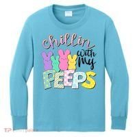 Cute Easter Chillin With My Peeps Candy Bunnies Kids Long Sleeve Shirt thumb 0