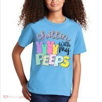 Cute Easter Chillin With My Peeps Candy Bunnies Kids T-Shirt thumb 2
