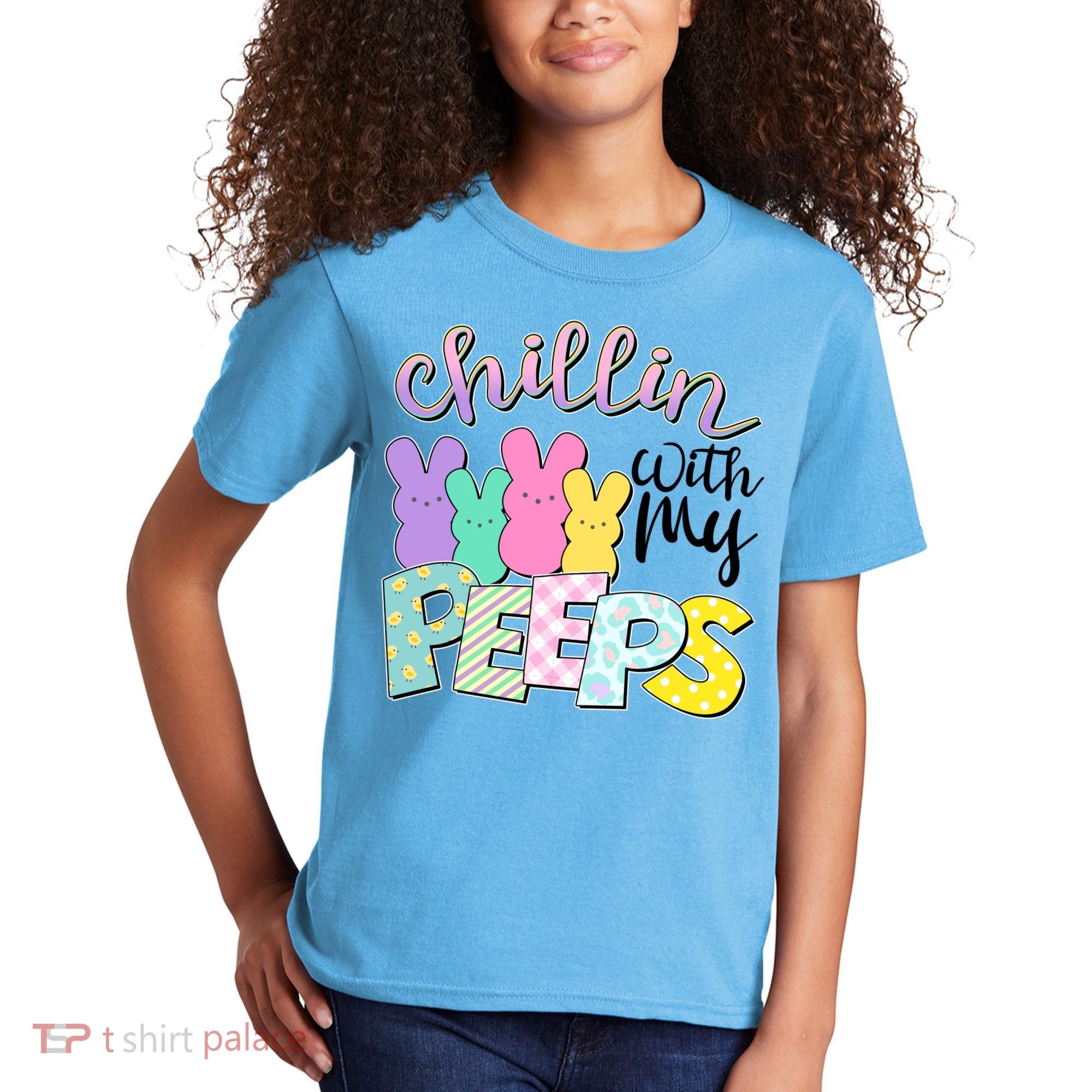 Cute Easter Chillin With My Peeps Candy Bunnies Kids T-Shirt