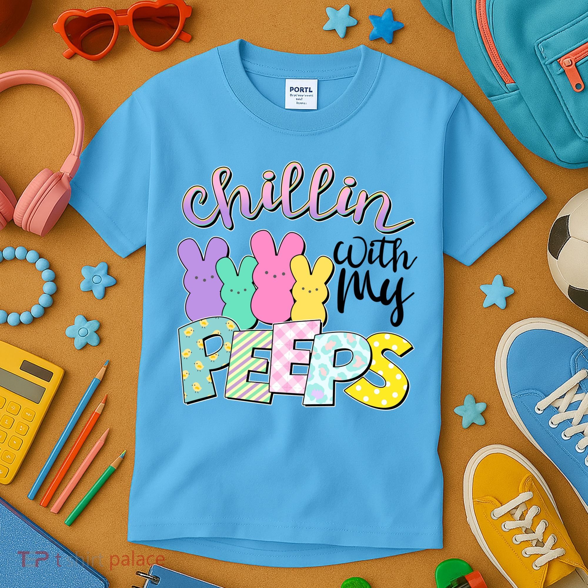 Cute Easter Chillin With My Peeps Candy Bunnies Kids T-Shirt