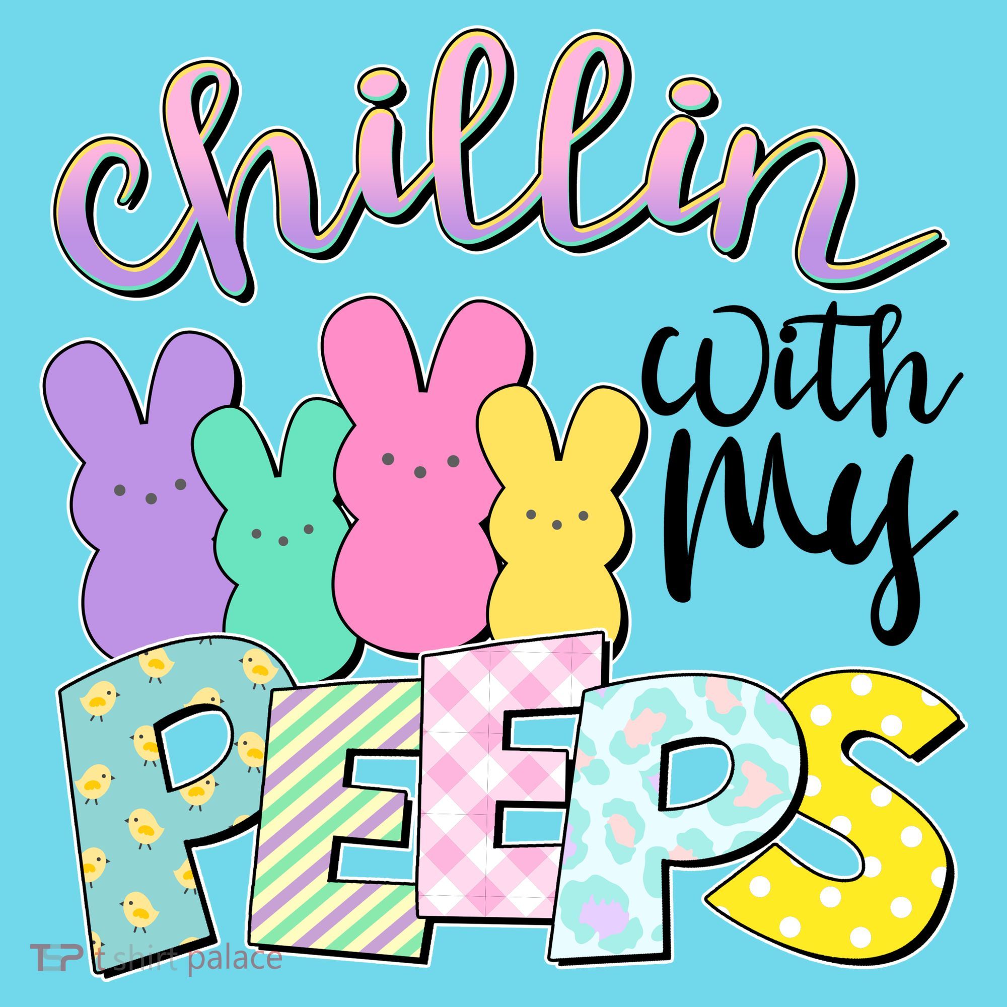 Cute Easter Chillin With My Peeps Candy Bunnies Kids T-Shirt