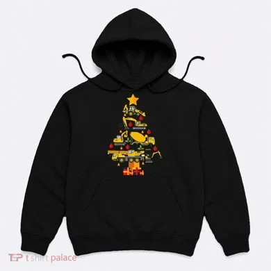 Construction Excavator Christmas Tree Hoodie