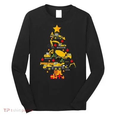 Construction Excavator Christmas Tree Long Sleeve Shirt