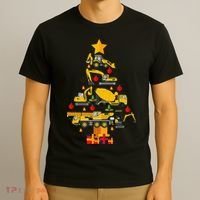 Construction Excavator Christmas Tree T-Shirt thumb 3