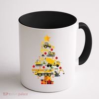 Construction Excavator Christmas Tree Coffee Mug thumb 1