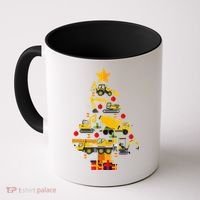 Construction Excavator Christmas Tree Coffee Mug thumb 0