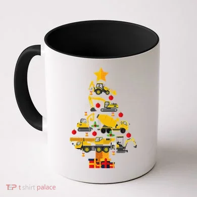 Construction Excavator Christmas Tree Coffee Mug