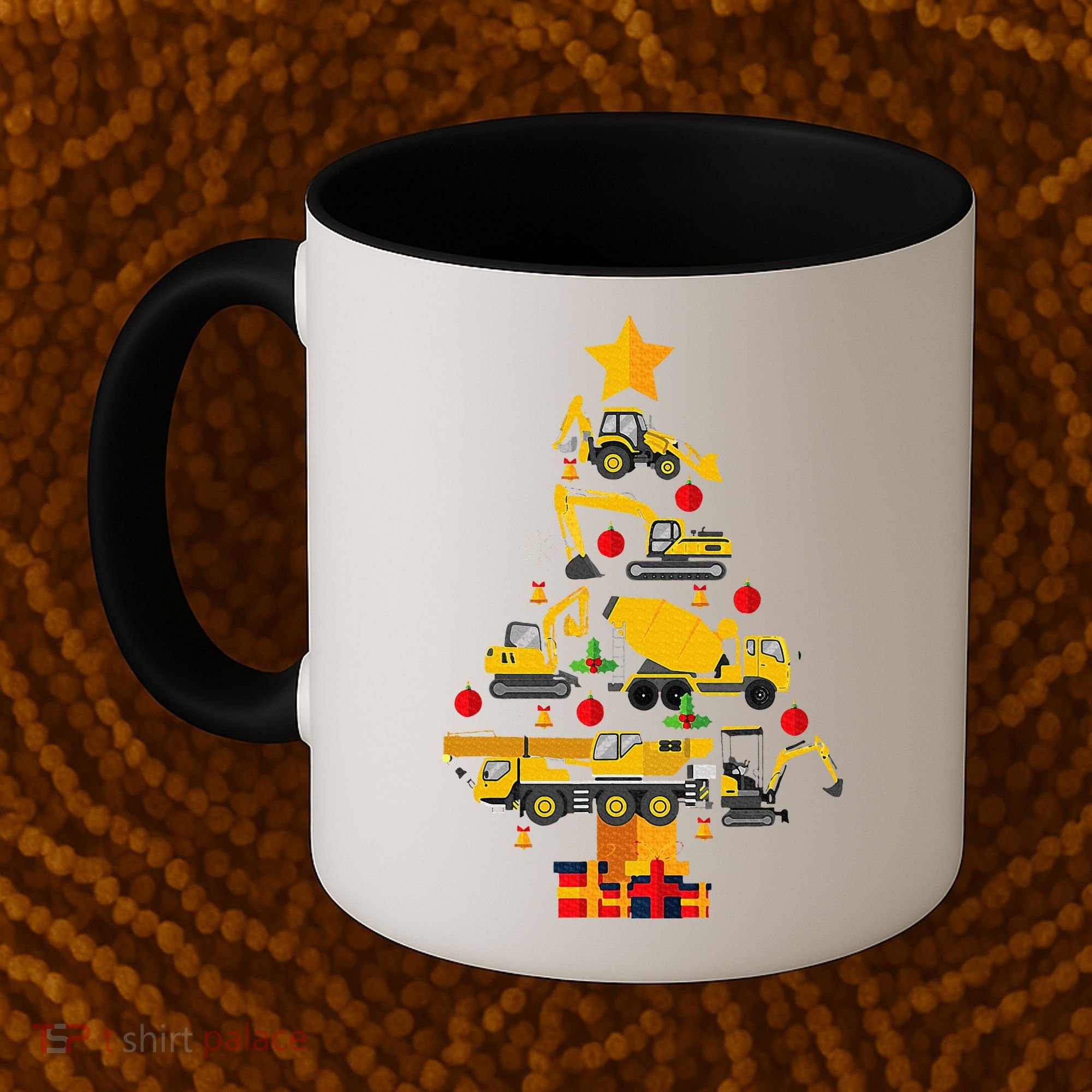 Construction Excavator Christmas Tree Coffee Mug