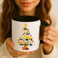 Construction Excavator Christmas Tree Coffee Mug thumb 3