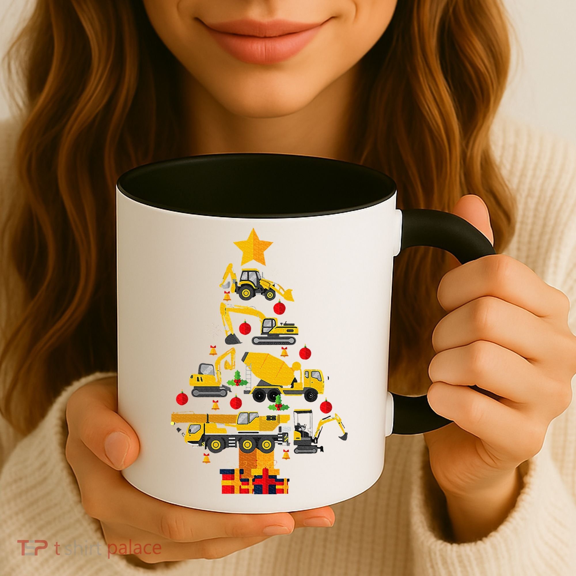 Construction Excavator Christmas Tree Coffee Mug