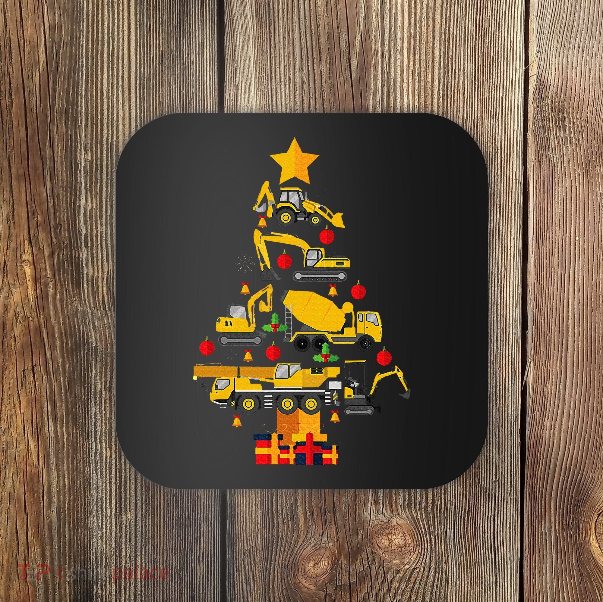 Construction Excavator Christmas Tree Coaster