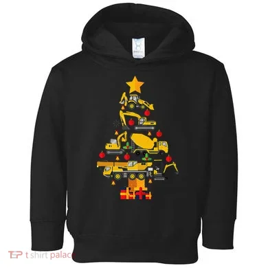 Construction Excavator Christmas Tree Toddler Hoodie