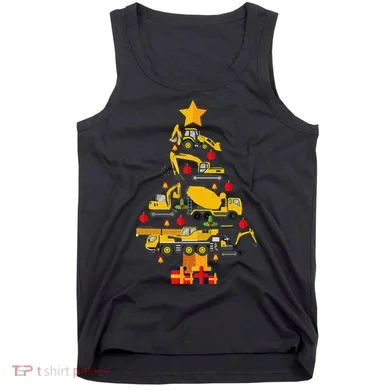 Construction Excavator Christmas Tree Tank Top
