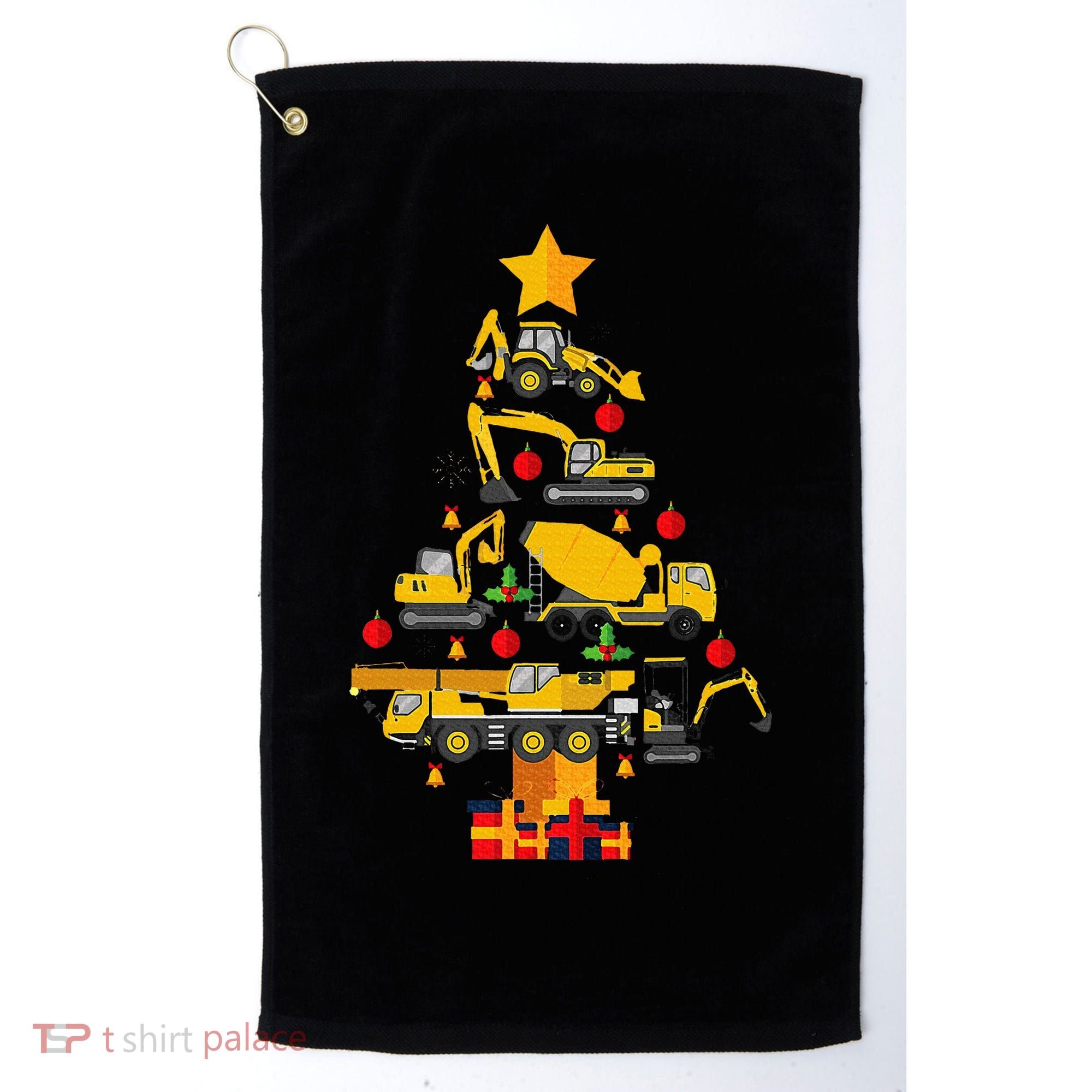 Construction Excavator Christmas Tree Golf Towel