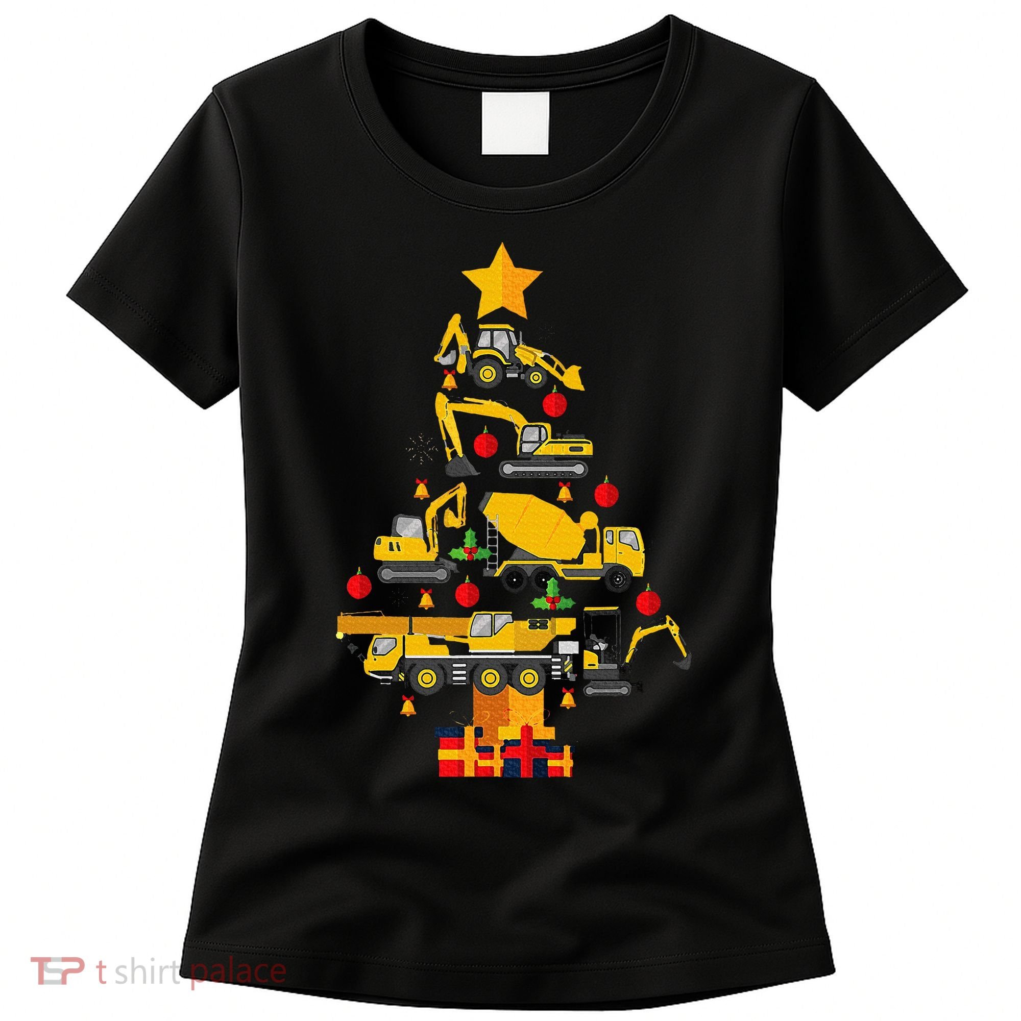 Construction Excavator Christmas Tree Women's T-Shirt
