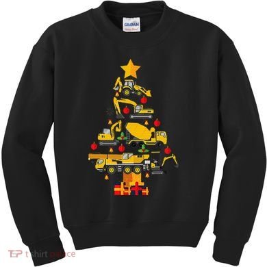 Construction Excavator Christmas Tree Kids Sweatshirt