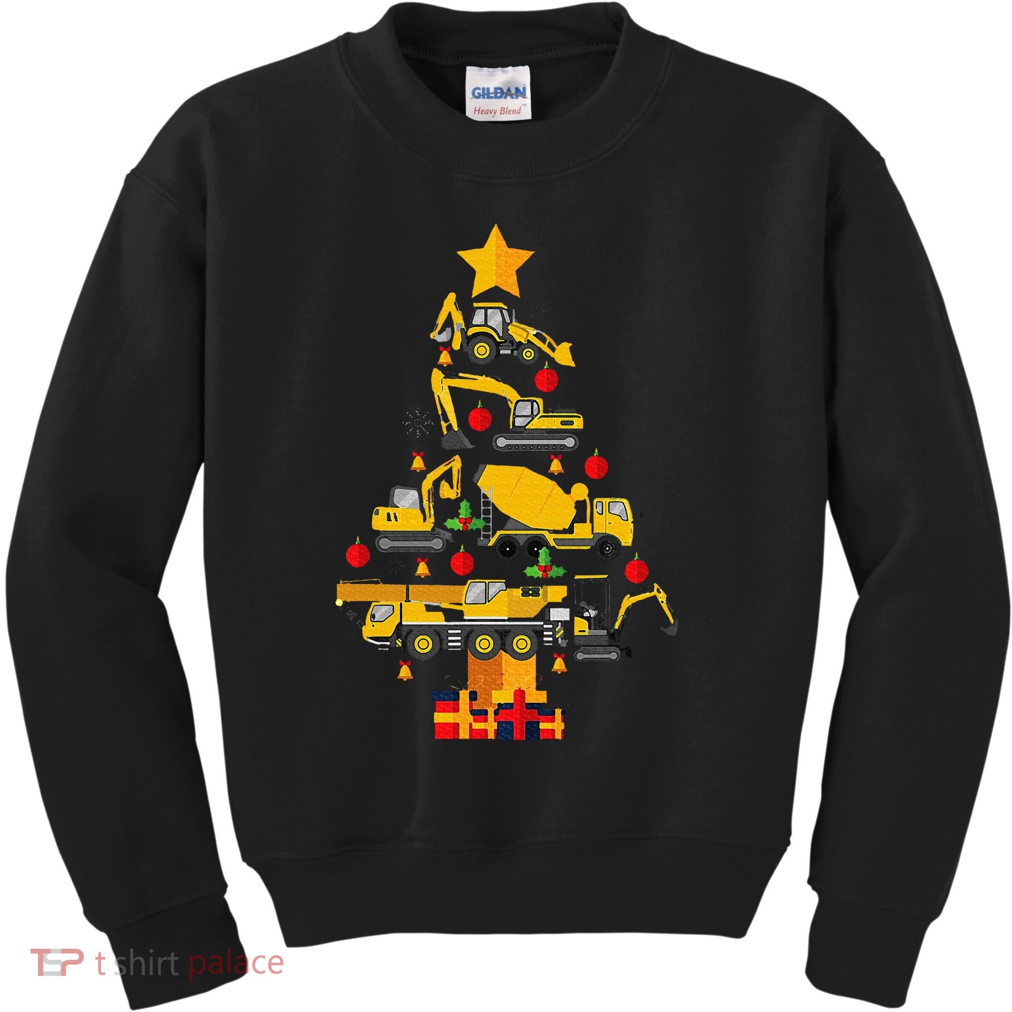 Construction Excavator Christmas Tree Kids Sweatshirt