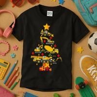 Construction Excavator Christmas Tree Kids T-Shirt thumb 3