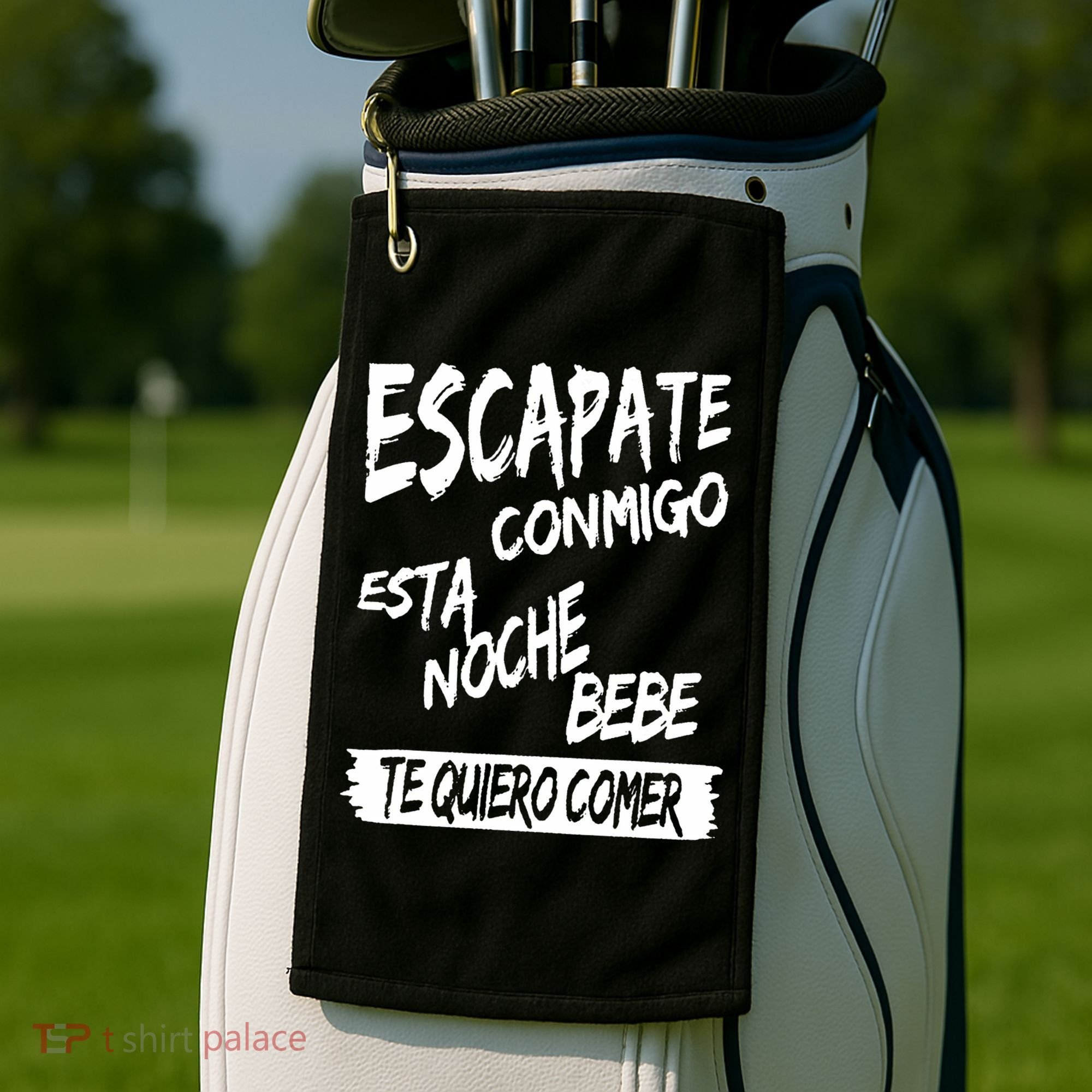 Cool Escapate Conmigo Esta Noche Bebe Golf Towel