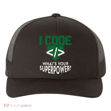Computer Engineer Coding I Code Superpower Yupoong Adult 5-Panel Trucker Hat