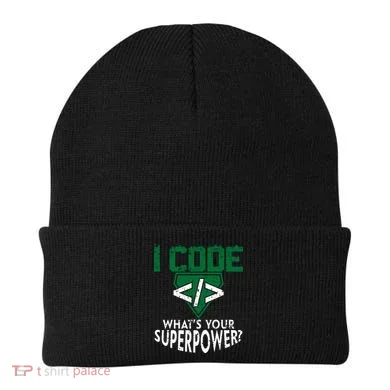 Computer Engineer Coding I Code Superpower Beanie