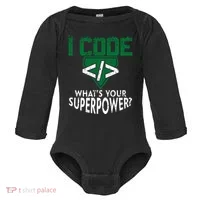Computer Engineer Coding I Code Superpower Baby Long Sleeve Bodysuit thumb 0