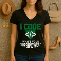 Computer Engineer Coding I Code Superpower Women's V-Neck T-Shirt thumb 3