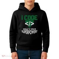 Computer Engineer Coding I Code Superpower Kids Hoodie thumb 4