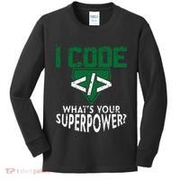 Computer Engineer Coding I Code Superpower Kids Long Sleeve Shirt thumb 0