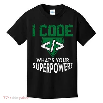 Computer Engineer Coding I Code Superpower Kids T-Shirt