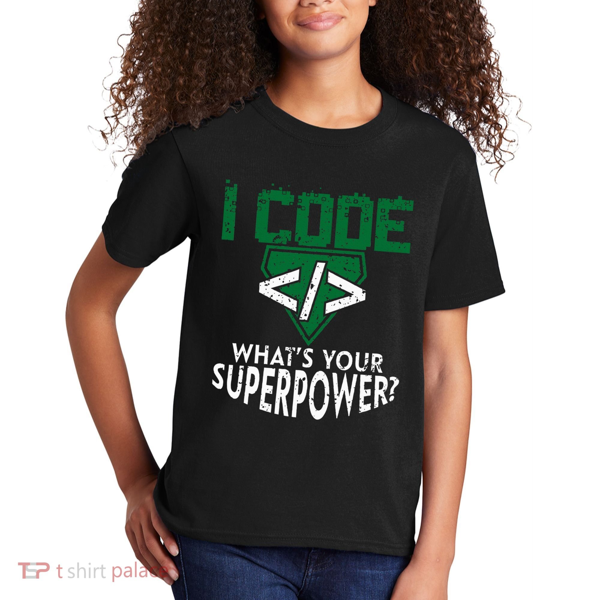 Computer Engineer Coding I Code Superpower Kids T-Shirt