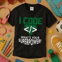 Computer Engineer Coding I Code Superpower Kids T-Shirt thumb 3