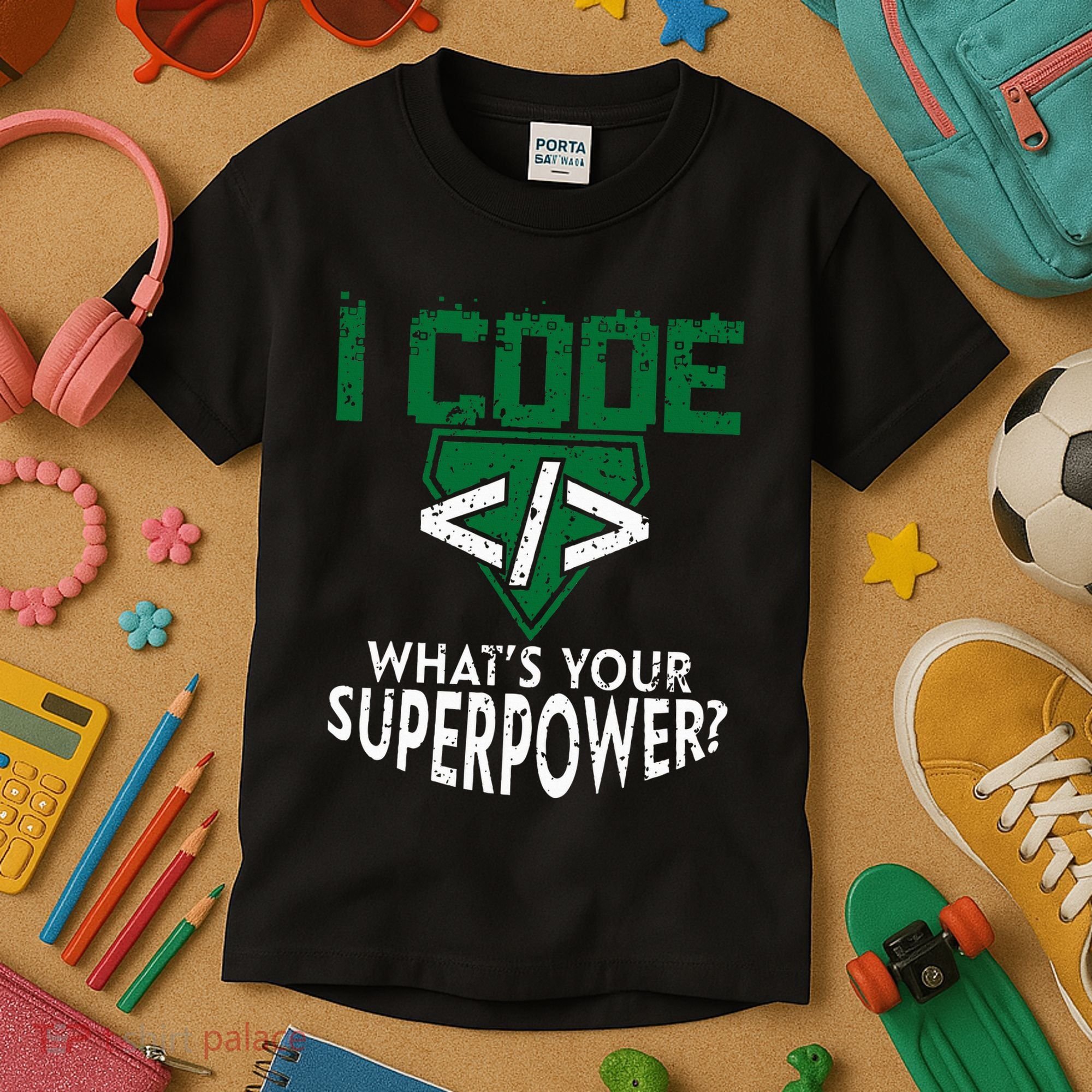 Computer Engineer Coding I Code Superpower Kids T-Shirt