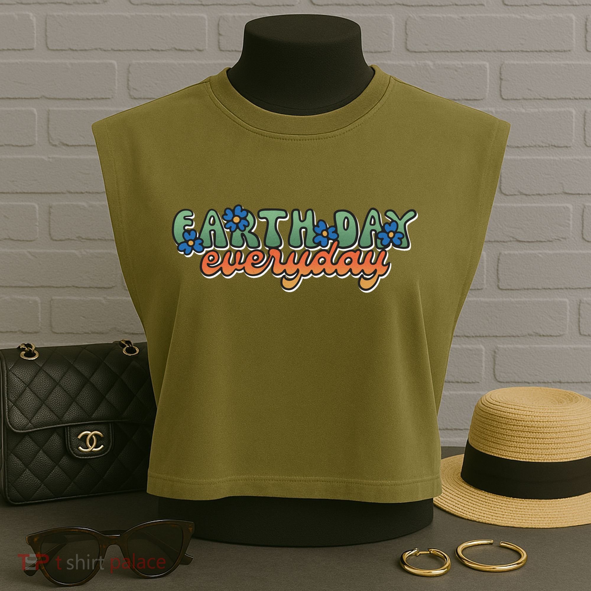 Cute Earth Day Everyday Retro Garment-Dyed Women's Muscle Tee