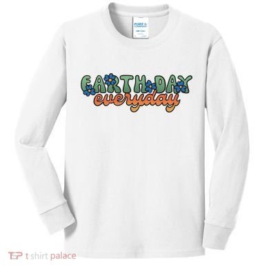 Cute Earth Day Everyday Retro Kids Long Sleeve Shirt