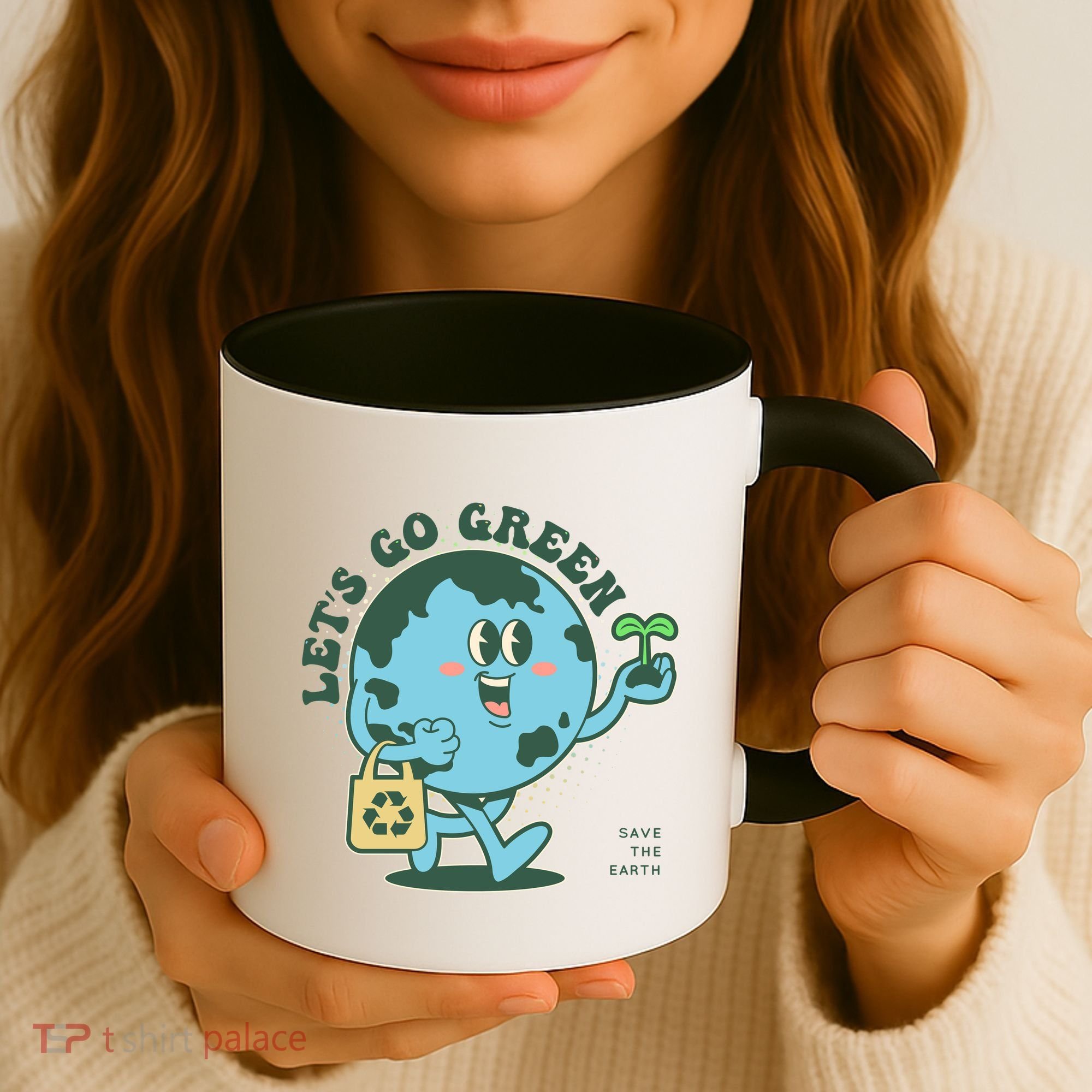 Cute Earth Day Lets Go Green Save The Earth Coffee Mug