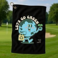 Cute Earth Day Lets Go Green Save The Earth Golf Towel thumb 1