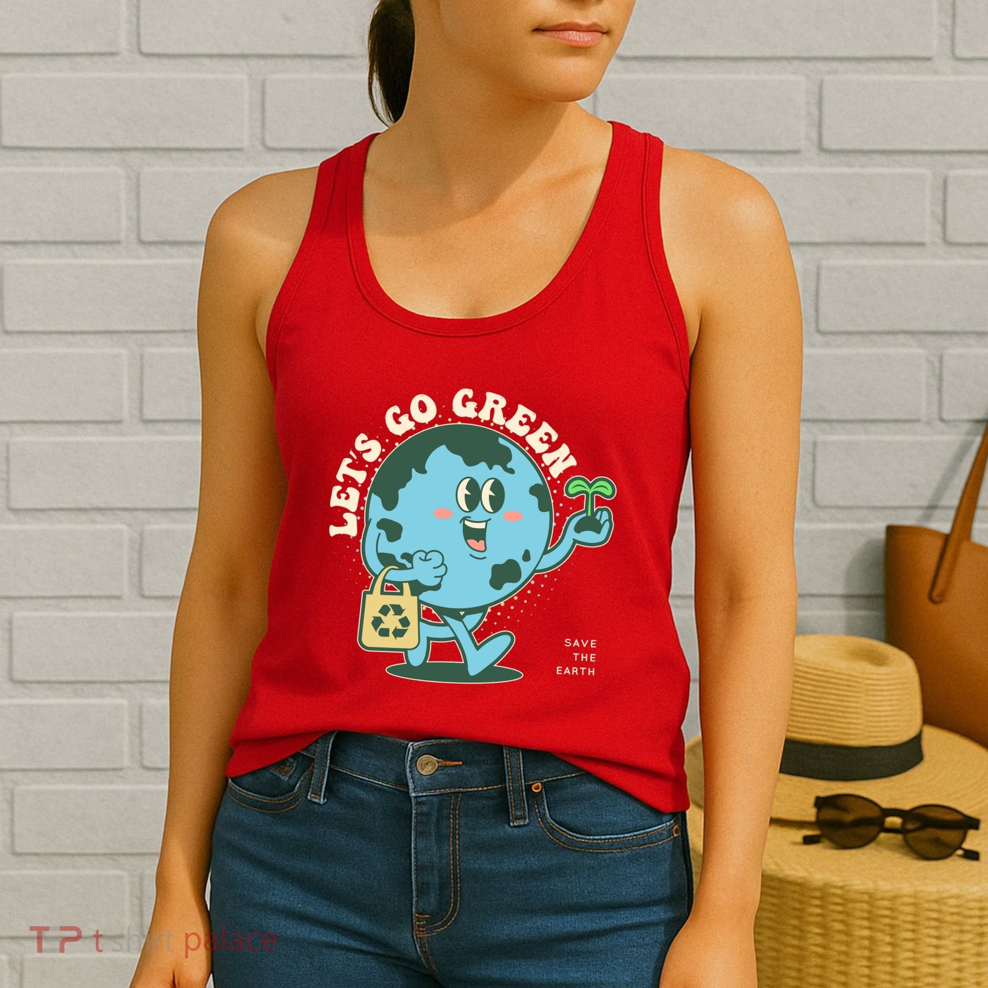 Cute Earth Day Lets Go Green Save The Earth Women's Tank Top