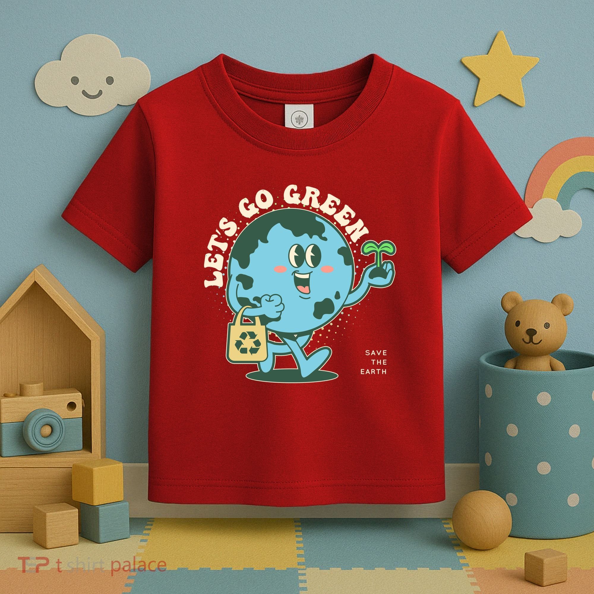 Cute Earth Day Lets Go Green Save The Earth Toddler T-Shirt