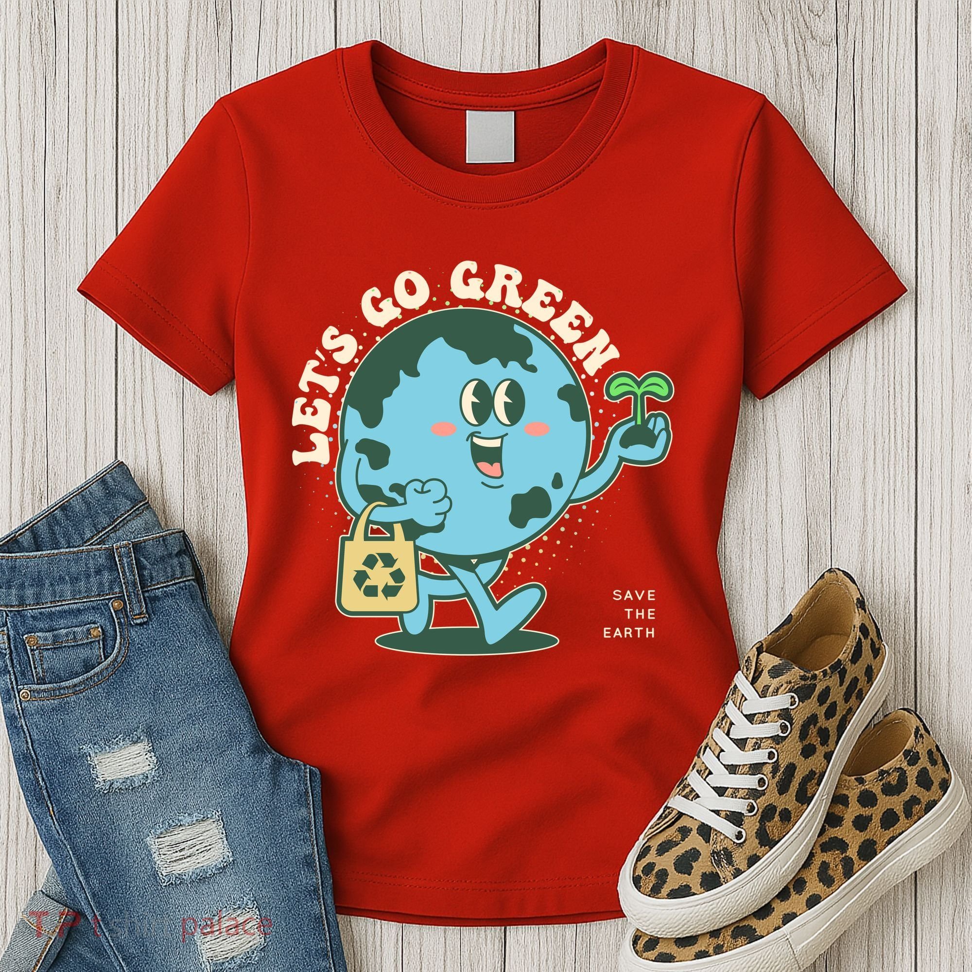Cute Earth Day Lets Go Green Save The Earth Women's T-Shirt