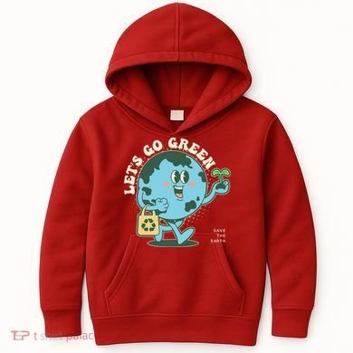 Cute Earth Day Lets Go Green Save The Earth Kids Hoodie