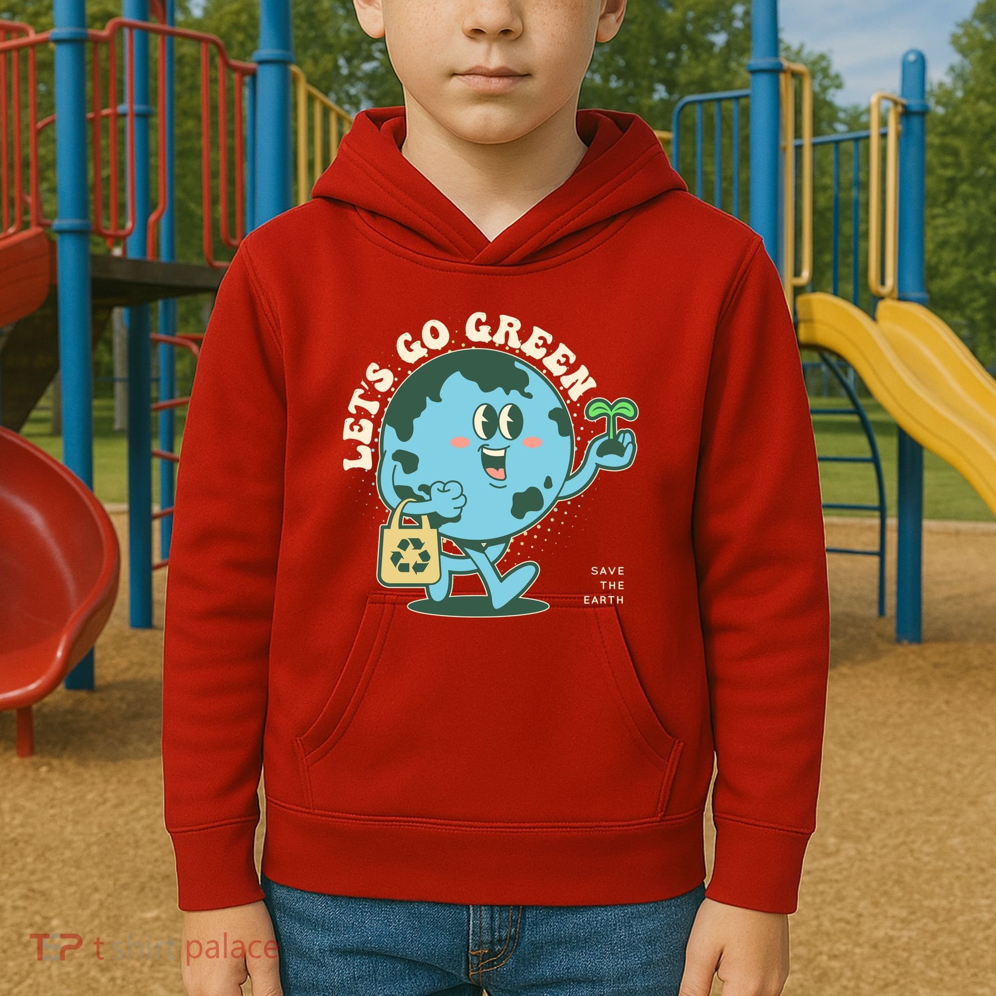 Cute Earth Day Lets Go Green Save The Earth Kids Hoodie