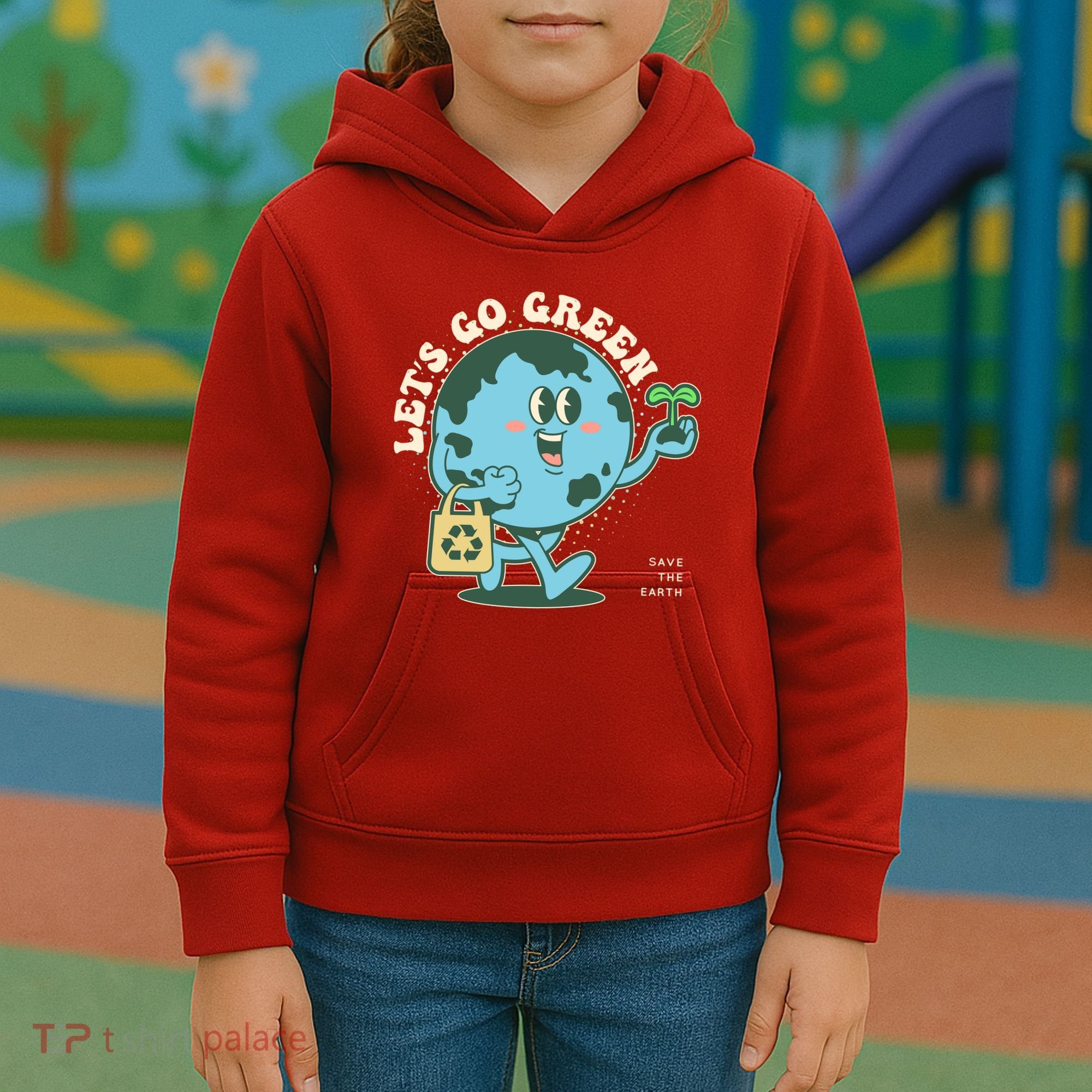Cute Earth Day Lets Go Green Save The Earth Kids Hoodie