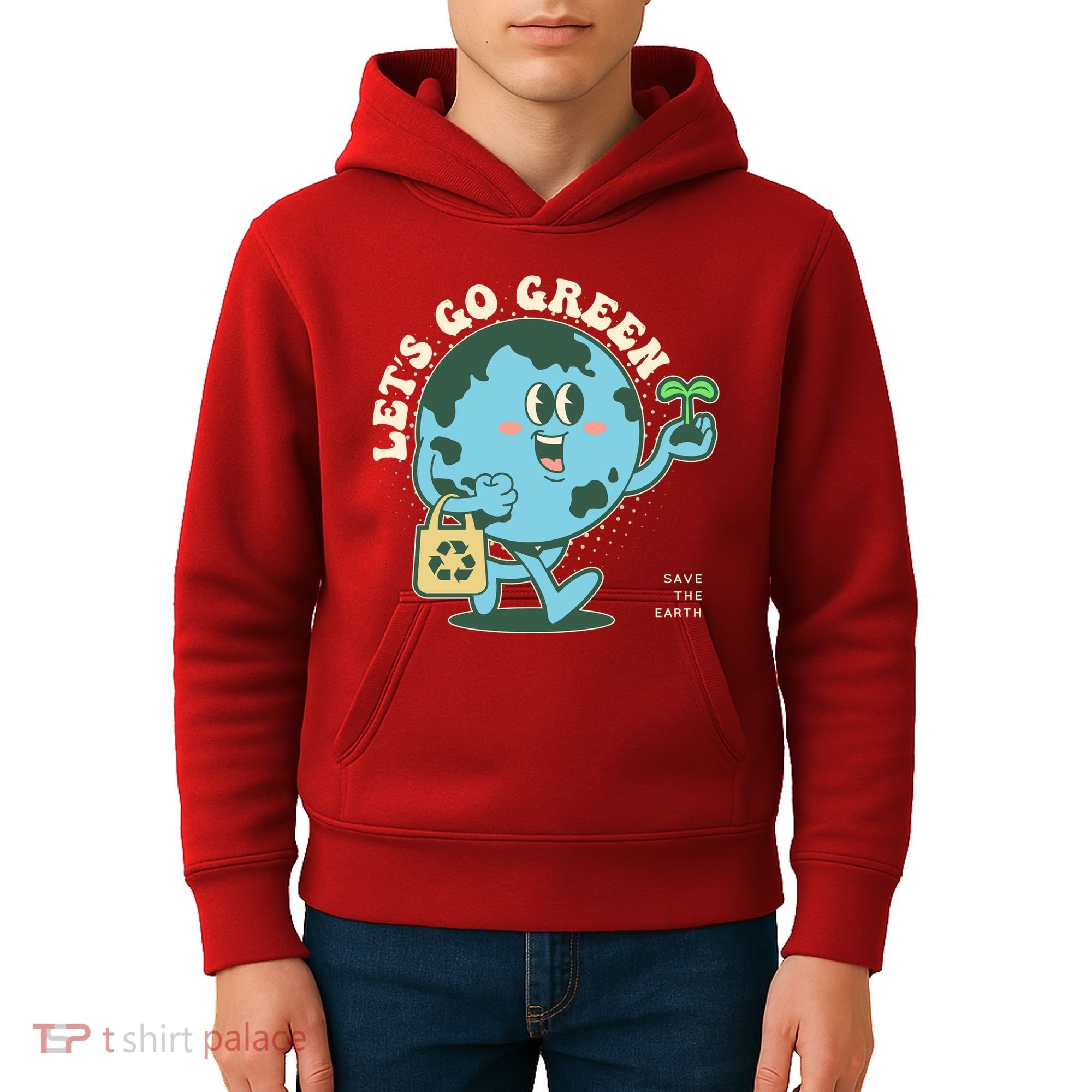 Cute Earth Day Lets Go Green Save The Earth Kids Hoodie