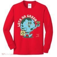 Cute Earth Day Lets Go Green Save The Earth Kids Long Sleeve Shirt thumb 0
