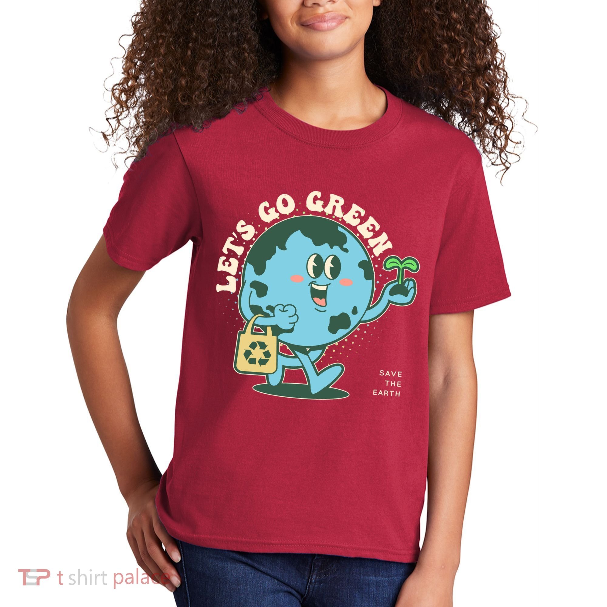 Cute Earth Day Lets Go Green Save The Earth Kids T-Shirt