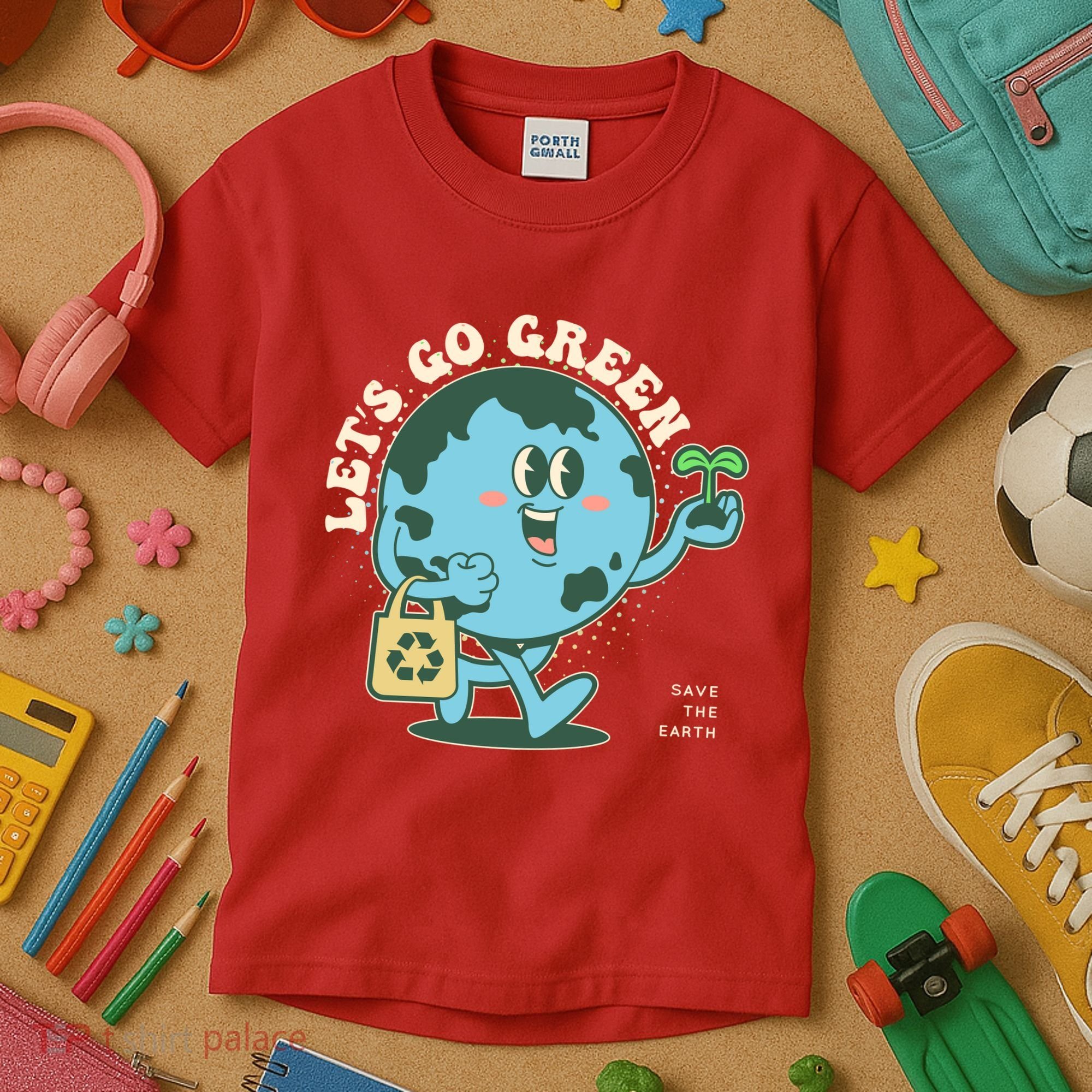 Cute Earth Day Lets Go Green Save The Earth Kids T-Shirt