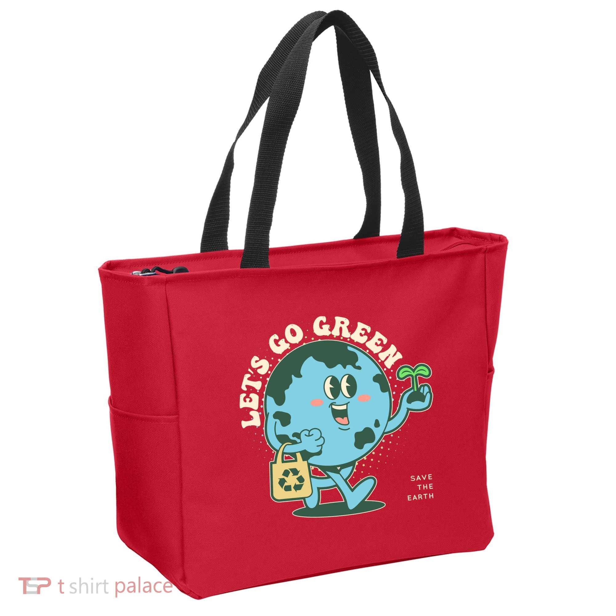 Cute Earth Day Lets Go Green Save The Earth Tote Bag